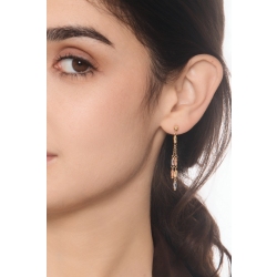 Two strand drop earrings in 18k white, yellow, and rose gold 2