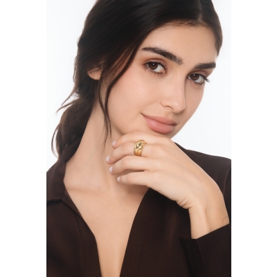 Intertwined band ring in yellow gold 18k