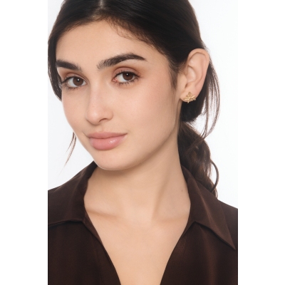 750 yellow gold leaf earrings