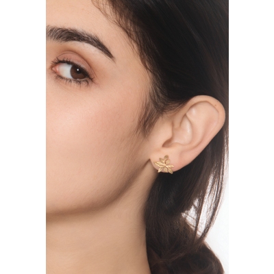 750 yellow gold leaf earrings