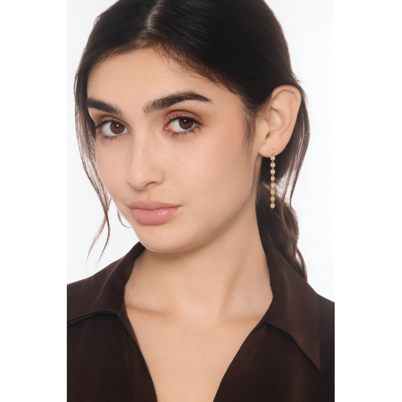 Pendant hexagons earrings in 18kt yellow gold