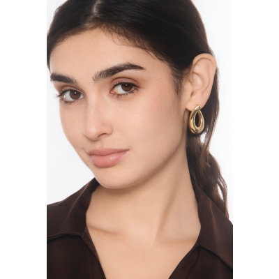 Oval puffy hoops in 18kt yellow gold