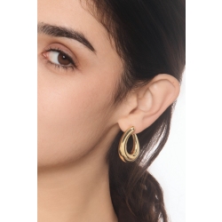 Oval puffy hoops in 18kt yellow gold 2
