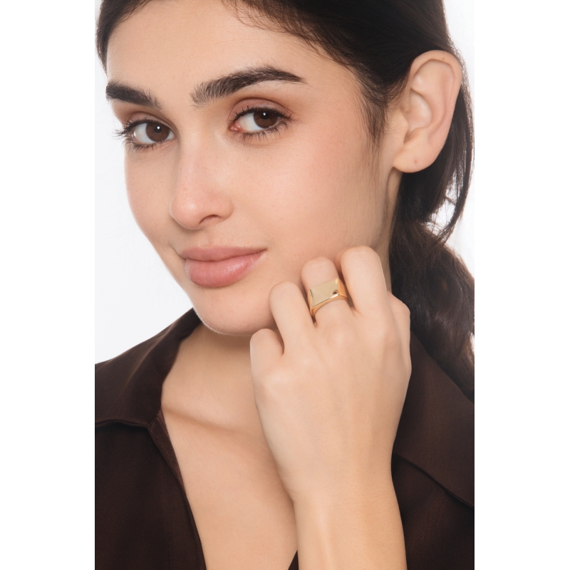 Slim block 18kt yellow gold ring