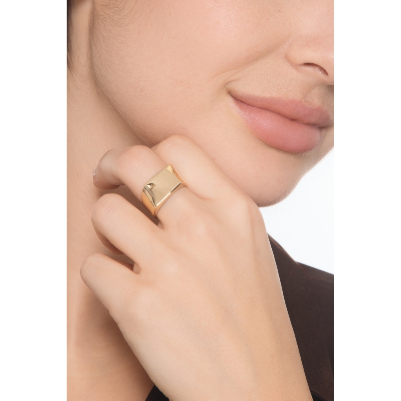 Slim block 18kt yellow gold ring