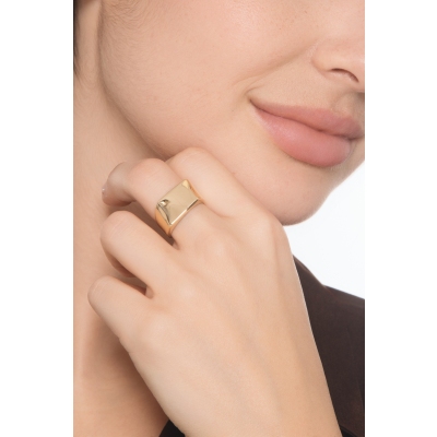 Slim block 18kt yellow gold ring