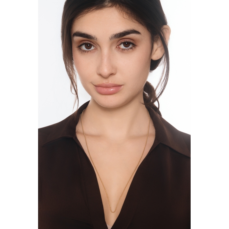 Thin beaded chain necklace in 18kt yellow gold