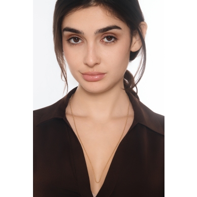 Thin beaded chain necklace in 18kt yellow gold