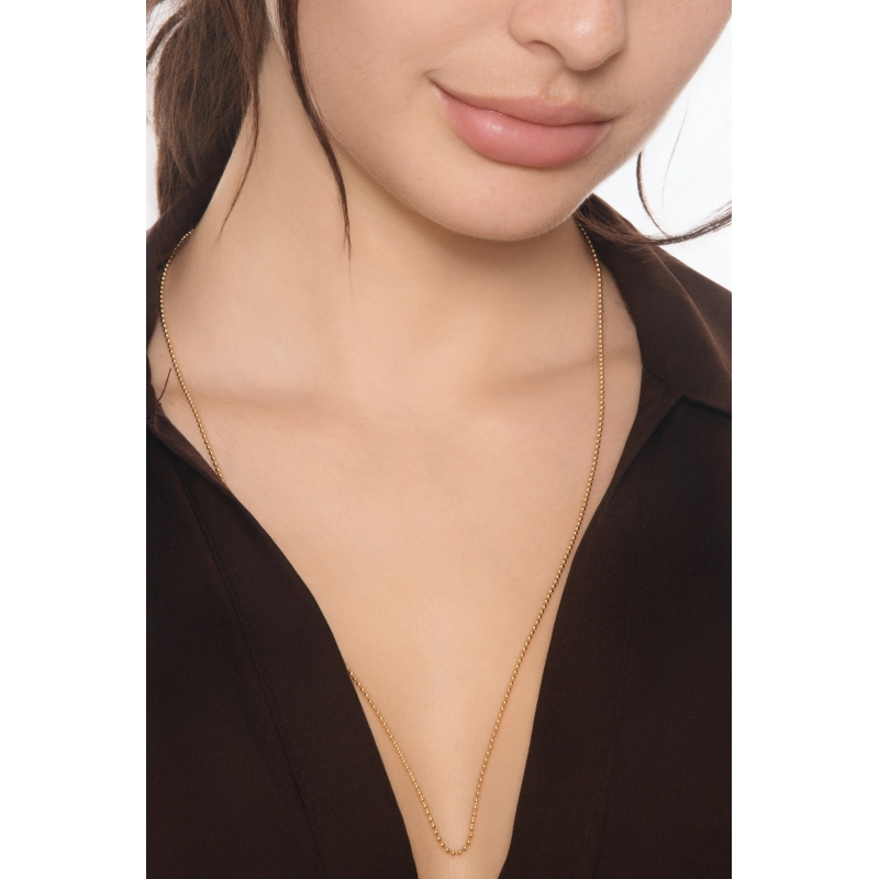 Thin beaded chain necklace in 18kt yellow gold