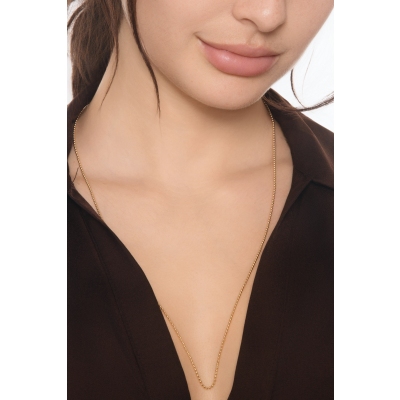 Thin beaded chain necklace in 18kt yellow gold