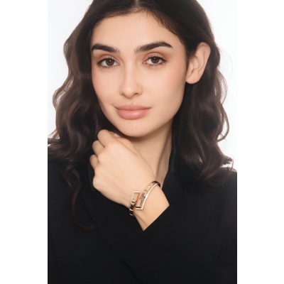 Bypass semi-rigid bracelet with diamonds in 18kt rose gold 