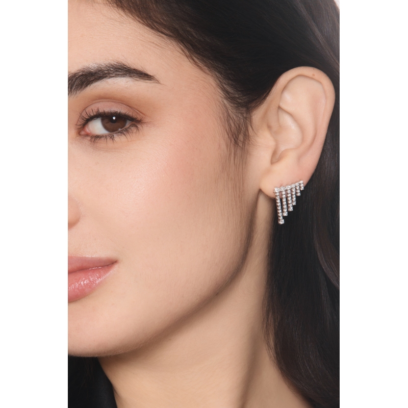 Climber diamond earrings in 18kt white gold