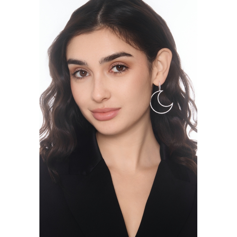 Moon diamond earrings 18kt white gold