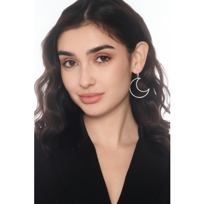 Moon diamond earrings 18kt white gold