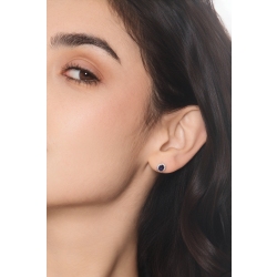 Blue sapphire diamond halo earrings in 18kt white gold 2