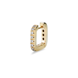 Single U hoop with diamonds in 18kt yellow gold