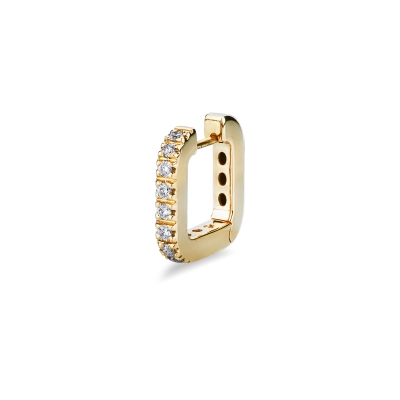 Single U hoop with diamonds in 18kt yellow gold