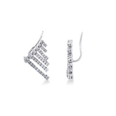 Climber diamond earrings in 18kt white gold