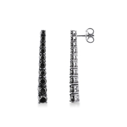 750 white gold tennis earrings with black diamonds