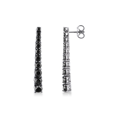 750 white gold tennis earrings with black diamonds