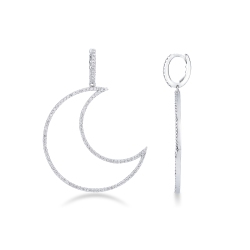 Moon diamond earrings 18kt white gold