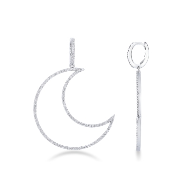 Moon diamond earrings 18kt white gold