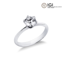 Certified IGI diamond solitaire ring in white gold 18k, 1,01 ct