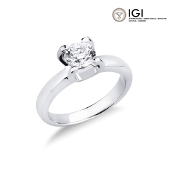 Certified IGI diamond solitaire ring in white gold 18k, 1.00 ct