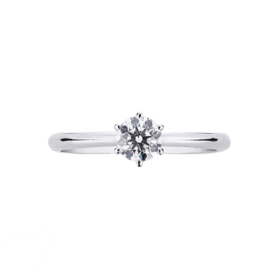 18k white gold solitaire ring with certified IGI diamond,0.49 ct
