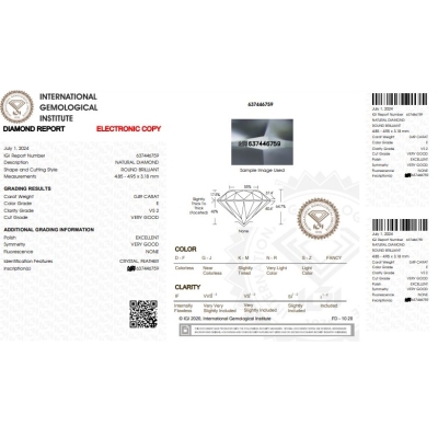 Certified IGI diamond solitaire ring in white gold 18k, 0.49 ct