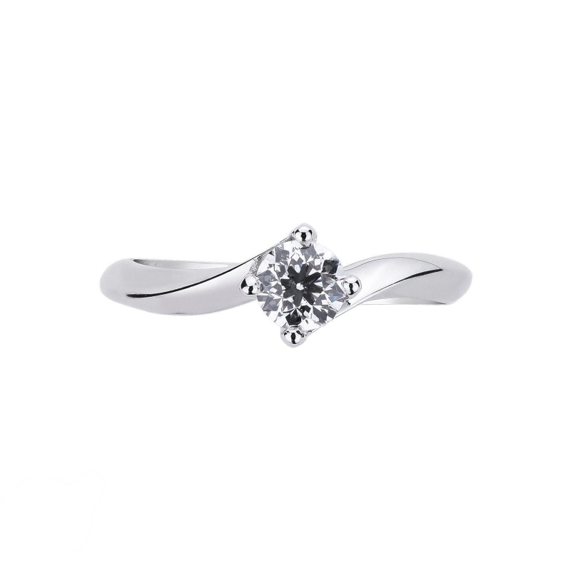 Certified IGI diamond solitaire ring in white gold 18k, 0.49 ct