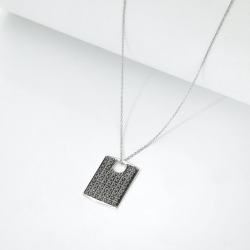 18k white gold necklace with pavè black diamonds pendant