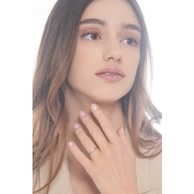 Solitaire ring in white gold 18k with diamond, ct 0,30