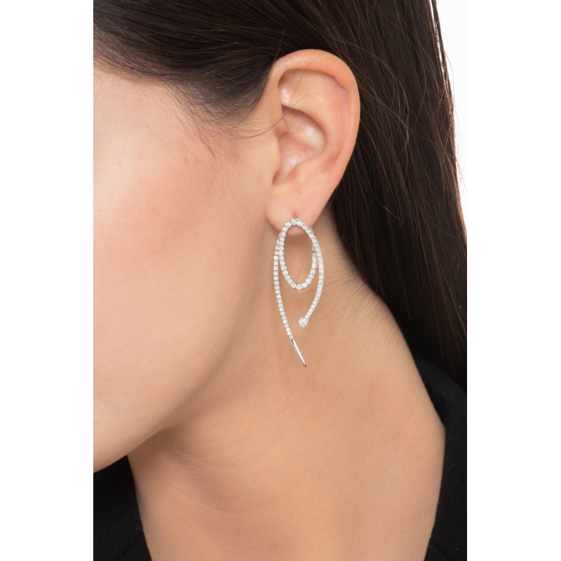Drop diamond design earrings in white gold 750