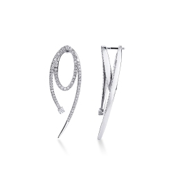 Drop diamond design earrings in white gold 750