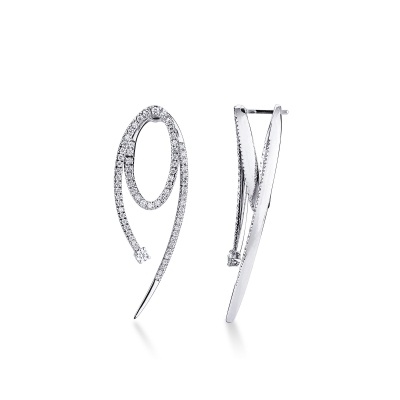 Drop diamond design earrings in white gold 750