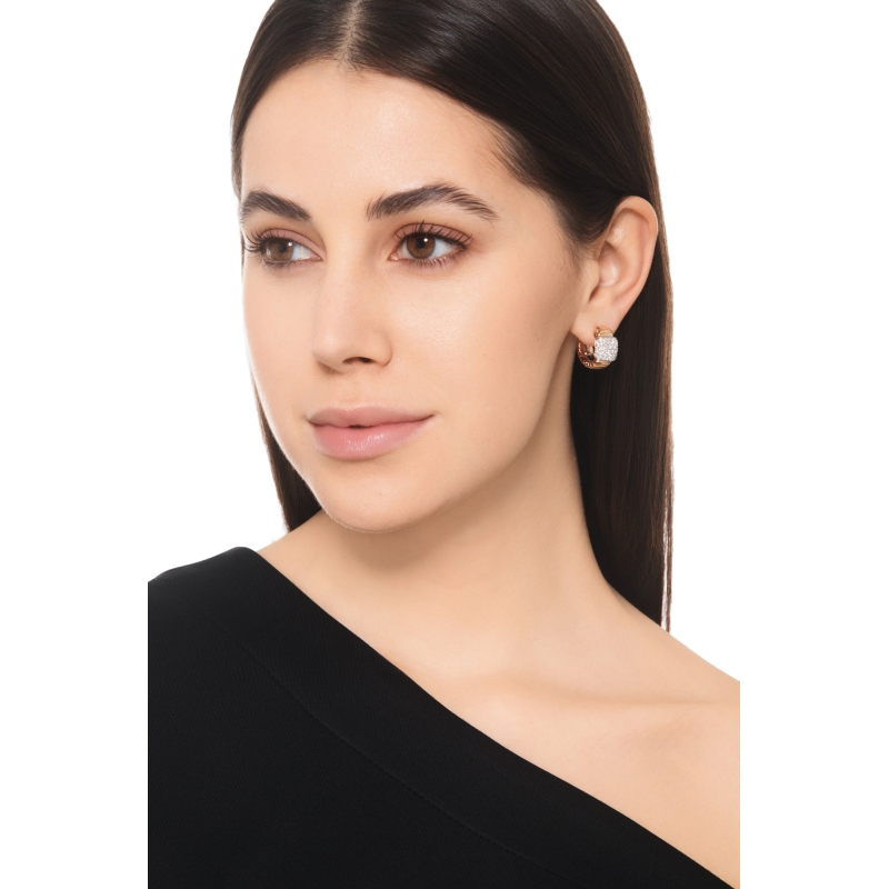 Tubogas oval earrings with diamonds in 18kt rose gold