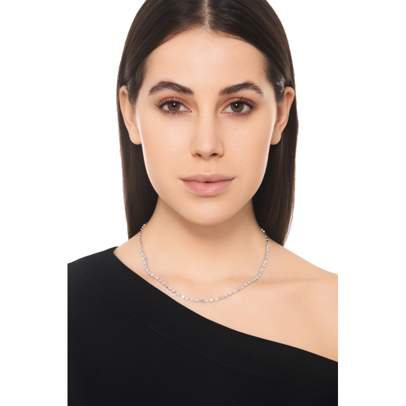 Modern tennis diamond necklace in 18kt white gold