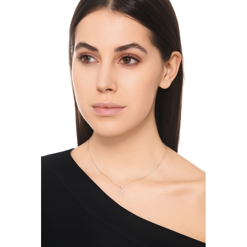 K diamond pendant necklace in 18kt white gold