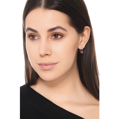 18k white gold drop earrings with amethyst and diamonds 