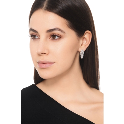 Diamond laurel leaf pendant earrings in 18kt white gold