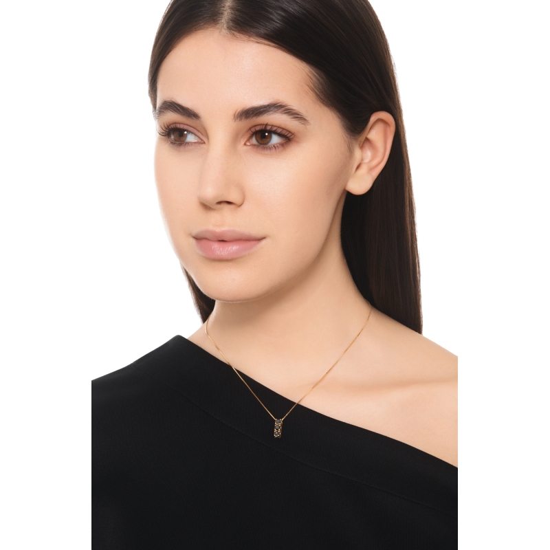 Trilogy black diamond necklace in 18kt yellow gold