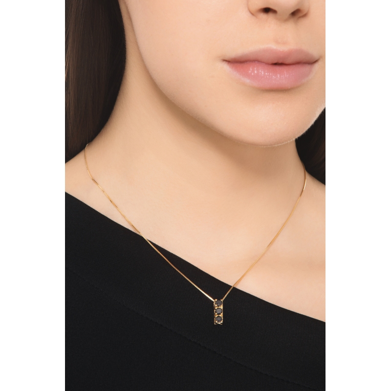 Trilogy black diamond necklace in 18kt yellow gold