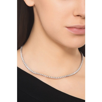 Diamond tennis necklace white diamonds 18kt white gold