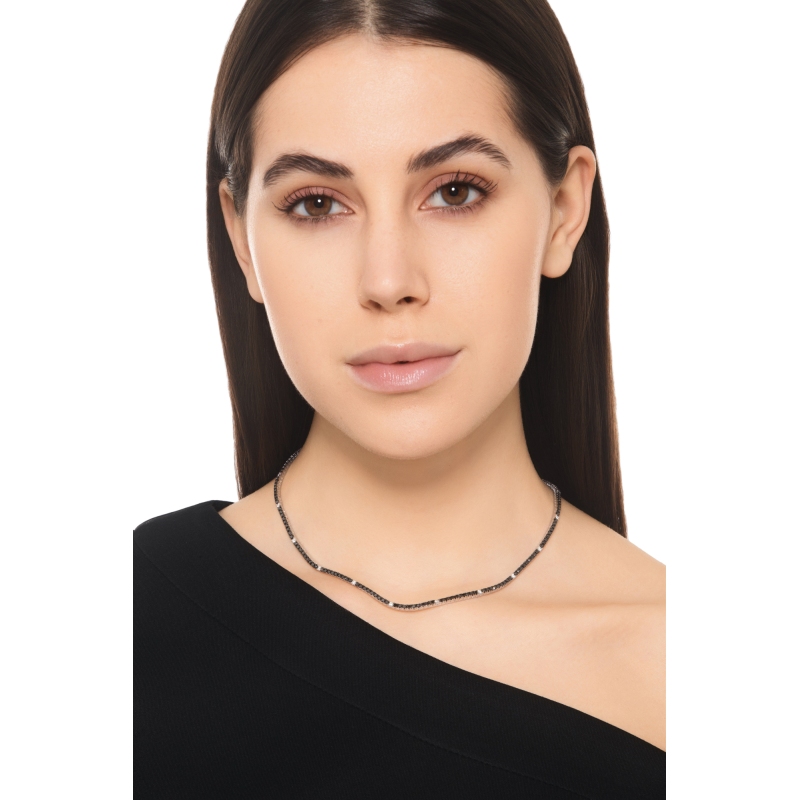 Black diamond tennis necklace in 18kt white gold