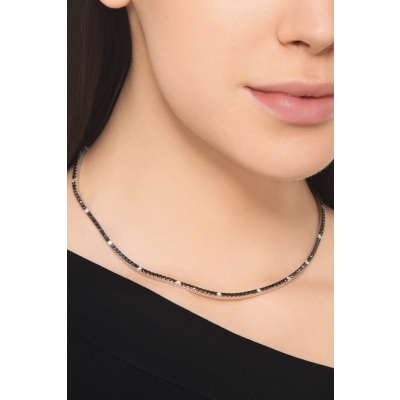 Black diamond tennis necklace in 18kt white gold