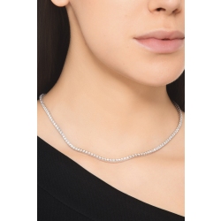 Linear tennis necklace with white diamonds in 18kt white gold 2