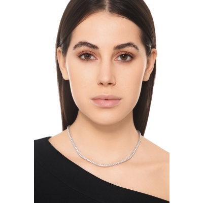 White diamonds tennis necklace in 18kt white gold