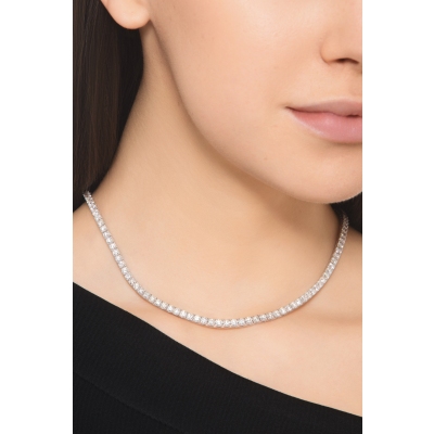 Tennis necklace in 18kt white gold