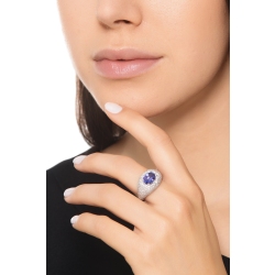 Cocktail diamond tanzanite dome ring in 18kt gold 2